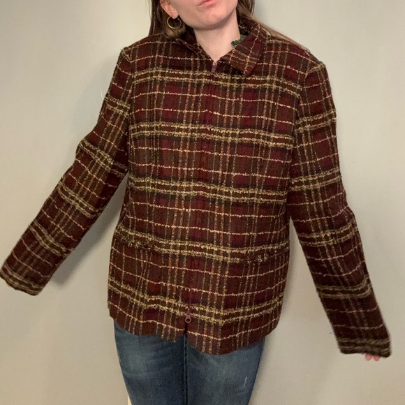 Sag Harbor plaid autumnal casual blazer w/zip. - Picture 6 of 7